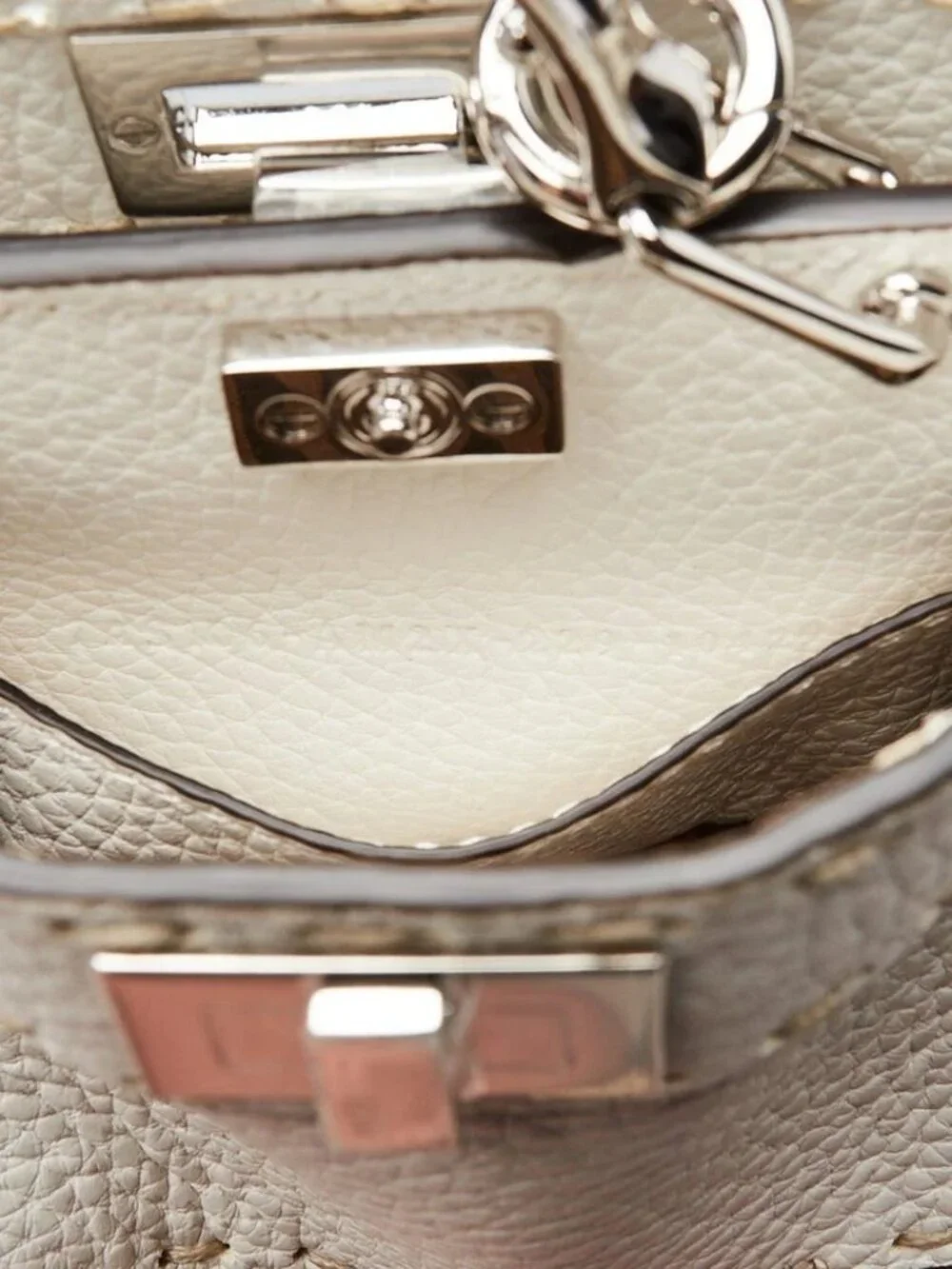 Fendi White Selleria Leather/Snakeskin Nano Peekaboo Maxi Handle Bag - 7AS106 - Picture 8 of 12
